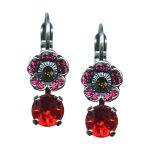 Mariana Earrings Beautiful Siam, Fuchsia, & Grass Green Austrian Crystals Tiger Lily Icons Coll.