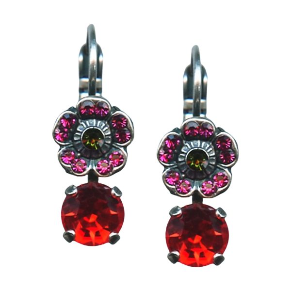 Mariana Earrings Beautiful Siam, Fuchsia, & Grass Green Austrian Crystals Tiger Lily Icons Coll.