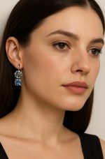 Earrings By Mariana Woman Precious Aquamarine and Amethyst Swarovski Crystals - Image 3