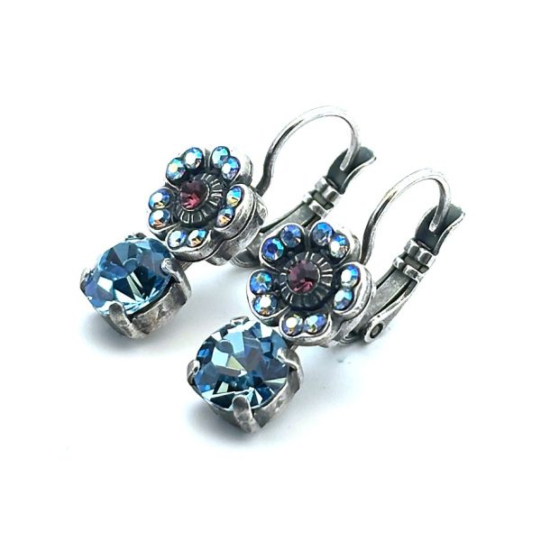 Earrings By Mariana Woman Precious Aquamarine and Amethyst Swarovski Crystals