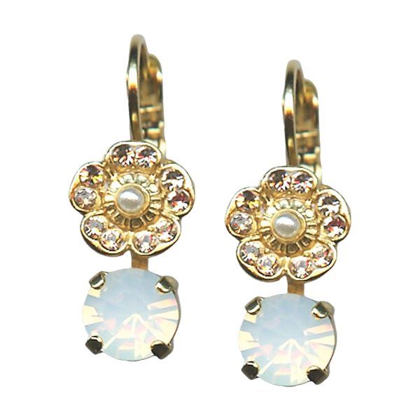 Mariana Earrings Adorable Golden Shadow, White Opal & Pearl Austrian Crystals Tequila Sunrise Songbook Coll.