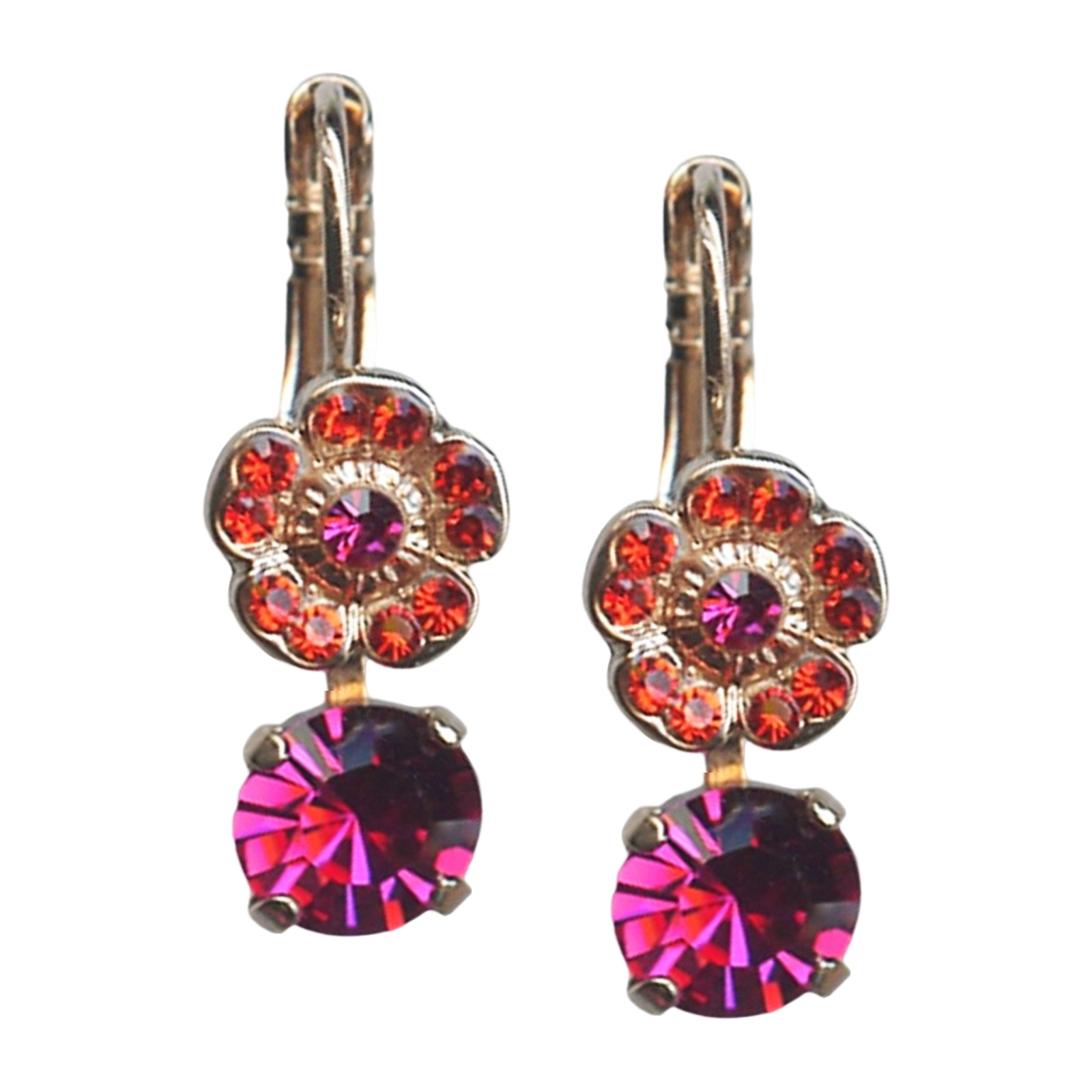 E-1211-236502(1) Mariana Earrings Sassy Hyacinth & Fucshia Austrian Crystals My Treasures Coll. - Image 1