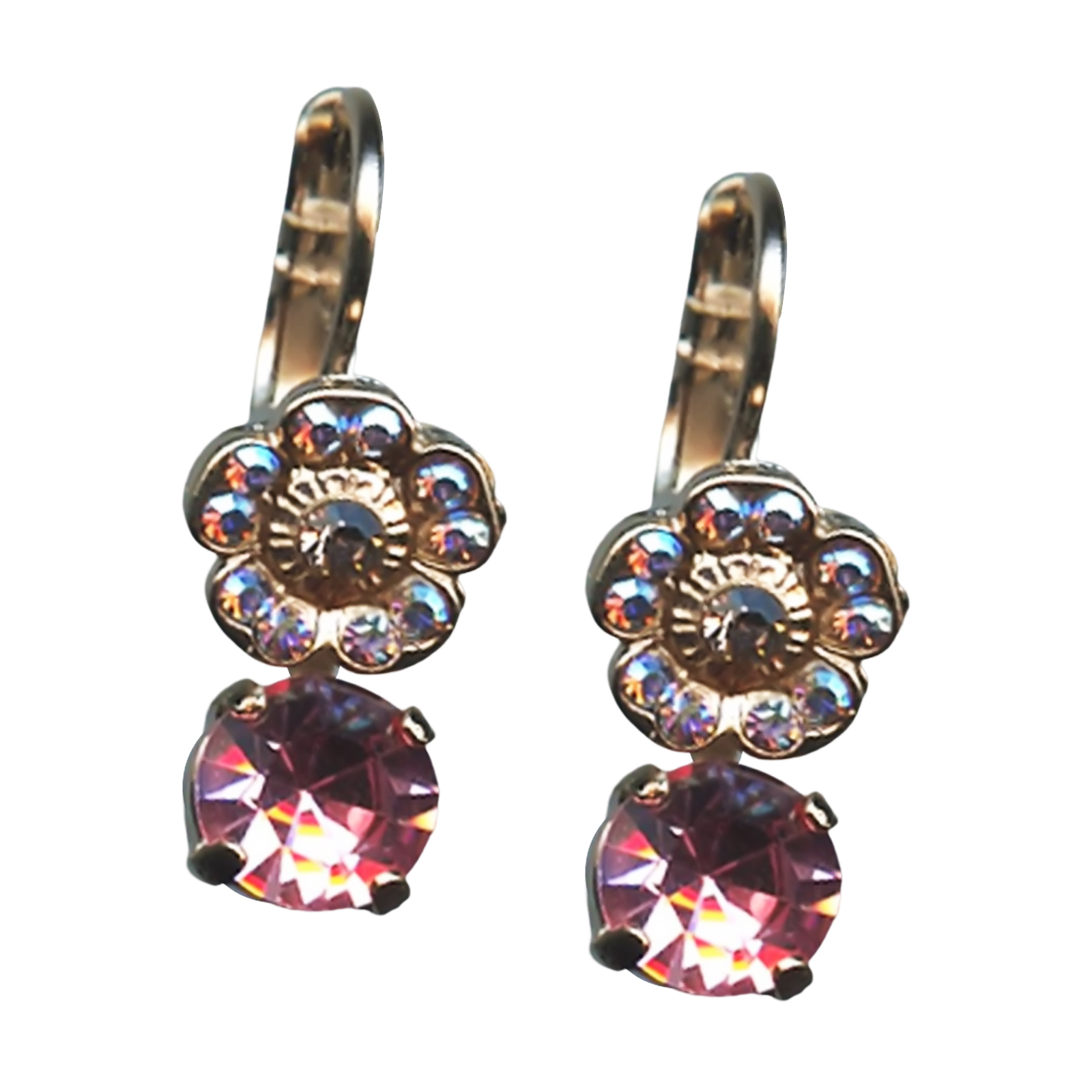 E-1211-319(1) Mariana Earrings Lovely Vintage Rose & Lt Rose Austrian Crystals My Treasures Coll. - Image 1