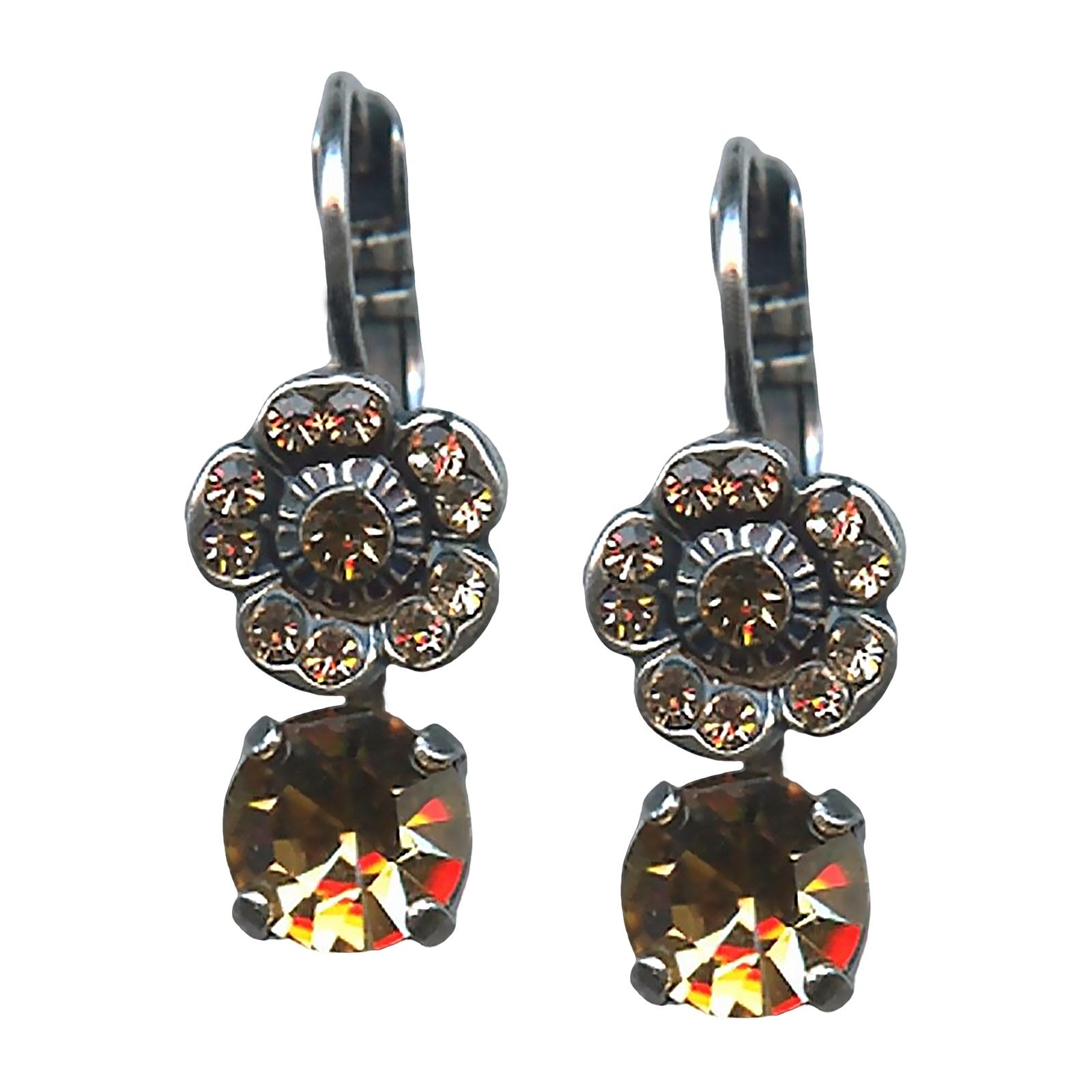 E-1211-362246-SP6(1) Mariana Earrings Glamorous Lt Colorado Topaz & Lt Peach Austrian Crystals My Treasures Coll. - Image 1