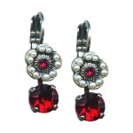 Mariana Earrings Timeless Ruby & Pearl Austrian Crystals My Treasures Coll. - Image 2
