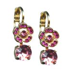 Mariana Earrings Glam Floral Fuchsia & Lt Rose Austrian Crystals Saba Caribbean Life Coll.