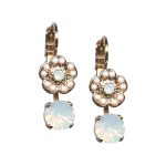 Mariana Earrings Simply Elegant White Opal & White Aventurine Austrian Crystals Forever Cocktail Hour Coll.
