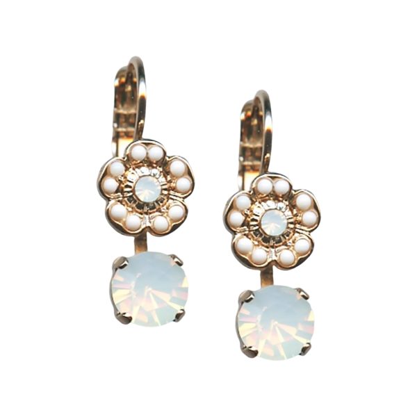 Mariana Earrings Simply Elegant White Opal & White Aventurine Austrian Crystals Forever Cocktail Hour Coll.