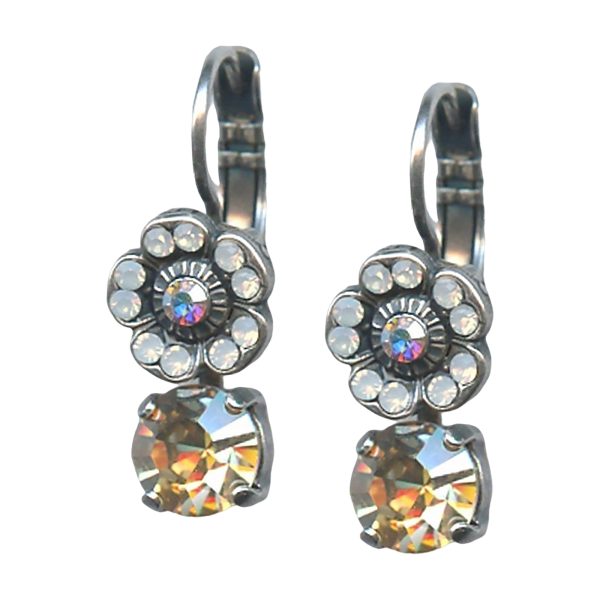 Mariana Earrings Classy Golden Shadow, White Opal, & AB Austrian Crystals My Treasures Coll.