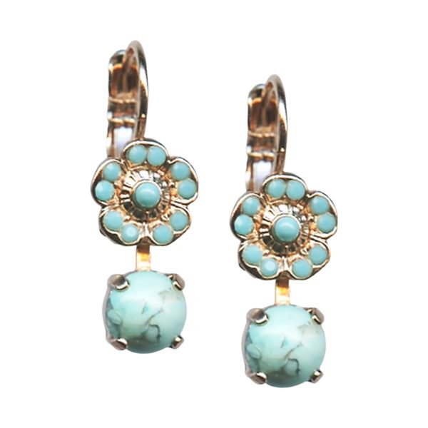 Mariana Earrings Preppy Floral Howlite Chinese Turq Mineral Austrian Crystals Bliss Nirvana Coll.