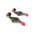 Mariana Earrings Elegant Indian Pink, Padparadscha, & Blue Zircon Austrian Crystals Sorbet Sweet Summer Coll. - Image 3
