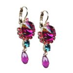 Mariana Earrings Glamorous Indian Pink & Blue Zircon Austrian Crystals Sorbet Sweet Summer Coll. - Image 2