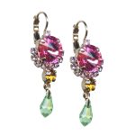 Mariana Earrings Charming Lt Rose, Violet, Topaz, & Sea Green Austrian Crystals Flower Power Coll.
