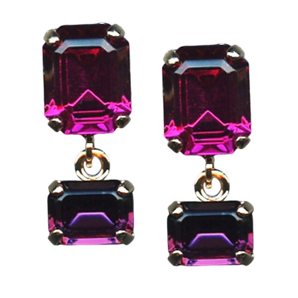 Mariana Earrings Beautiful Fuchsia & Purple Velvet Austrian Crystals Xenia Odyssey Coll.