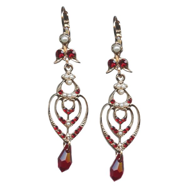 Mariana Earrings Stunning Pearl Mineral & Siam Austrian Crystals My Treasures Coll.