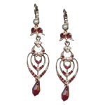 Mariana Earrings Stunning Pearl Mineral & Siam Austrian Crystals My Treasures Coll. - Image 2