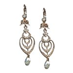 Earrings By Mariana Cocktail Hour Coll. Dangling Pearl Mineral and  Peach Swarovski Crystals
