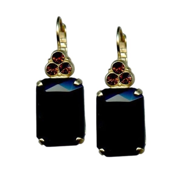 Mariana Earrings Elegant Jet Black & Smoked Topaz Austrian Crystals My Treasures Coll.