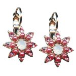Mariana Earrings Lovely Floral Mulberry Pink, White Opal & Lt Rose Austrian Crystals Antigua Caribbean Life Coll.