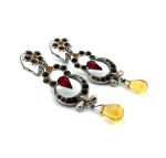 Mariana Earrings Exquisite Jet Black, Ruby & Honey Amber Austrian Crystals My Treasures Coll. - Image 3