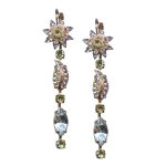 Mariana Earrings Multi Tier Floral in Clear, Violet, & Jonquil Austrian Crystals My Treasures Coll. - Image 3