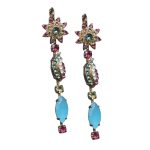 Mariana Earrings Floral Dangling Lt Rose, Jonquil, Blue Opal, Peridot, Aquamarine, & White Opal Austrian Crystals Margarita Cocktail Hour Coll. - Image 3