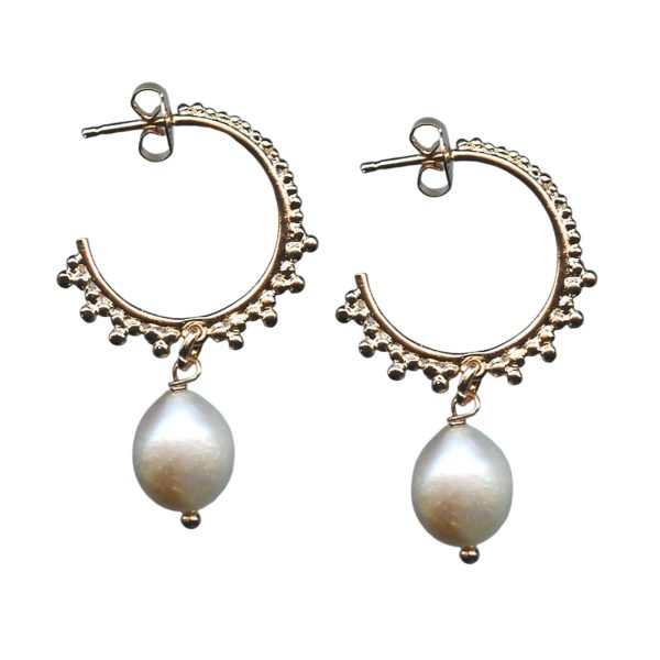 Mariana Earrings Hoop Pearl Mineral Austrian Crystals My Treasures Coll.
