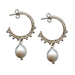 Mariana Earrings Hoop Pearl Mineral Austrian Crystals My Treasures Coll. - Image 3