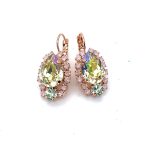 Earrings By Mariana Woman Shimmering Luminous Green and Opal Swarovski Crystals - Image 3