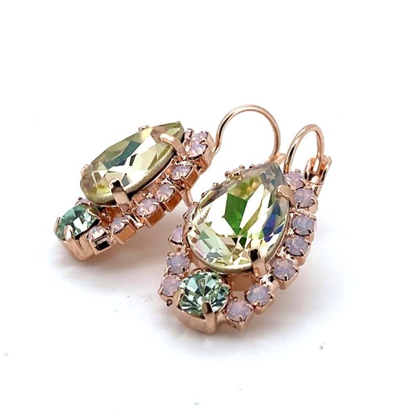Earrings By Mariana Woman Shimmering Luminous Green and Opal Swarovski Crystals