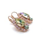 Earrings By Mariana Woman Shimmering Luminous Green and Opal Swarovski Crystals - Image 2