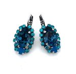 Earrings By Mariana Woman Royal and Caribbean Blue Opal Swarovski Crystals - Image 3