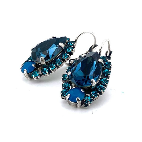 Earrings By Mariana Woman Royal and Caribbean Blue Opal Swarovski Crystals