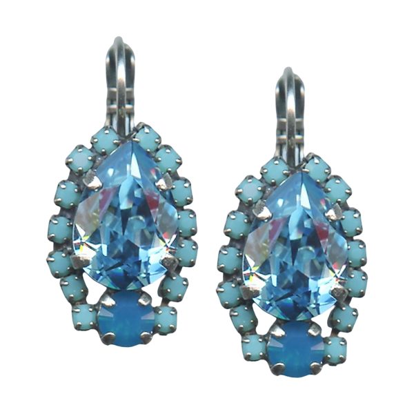Mariana Earrings Precious Aquamarine, Turq, & Caribbean Blue Opal Austrian Crystals Blue Lagoon Ambrosia Coll.