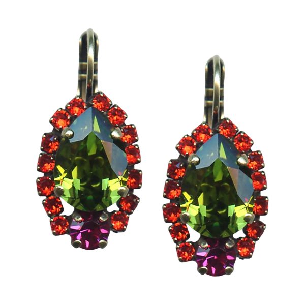 Mariana Earrings Sassy Grass Green, Hyacinth, & Fuchsia Austrian Crystals Tiger Lily East Meets West Coll.