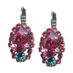 Mariana Earrings Glamorous Indian Pink & Blue Zircon Austrian Crystals Sorbet Sweet Summer Coll.