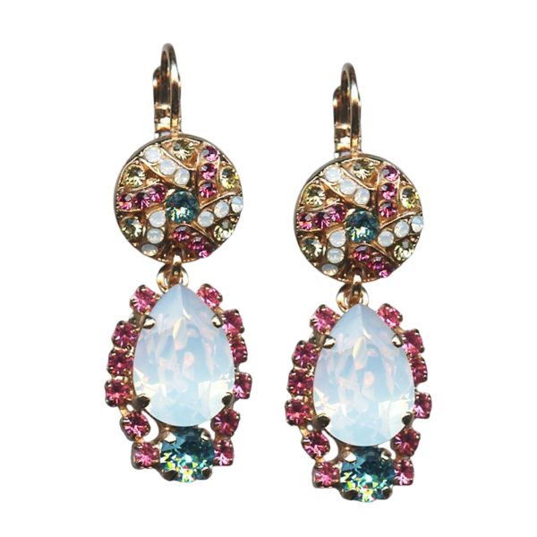 Mariana Earrings Exquisite White Opal, Lt Rose, Aquamarine, & Jonquil Austrian Crystals Margarita Cocktail Hour Coll.