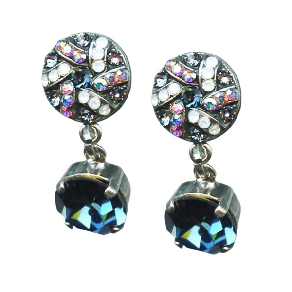 Mariana Earrings Simply Elegant Montana Blue, White Opal, & AB Austrian Crystals Mood Indigo Songbook Coll.