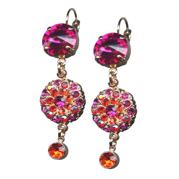 Mariana Earrings Glamorous Fuchsia & Hyacinth Austrian Crystals Lady Marmalade Songbook Coll.