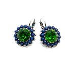 Earrings By Mariana Woman Glamorous Emerald and Iridescent Dark Blue Swarovski Crystals