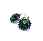 Earrings By Mariana Woman Glamorous Emerald and Iridescent Dark Blue Swarovski Crystals - Image 2