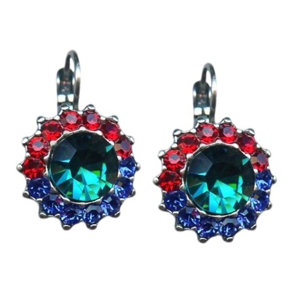 Earrings By Mariana Woman Glamorous Sapphire, Ruby and Blue Zircon Swarovski Crystals