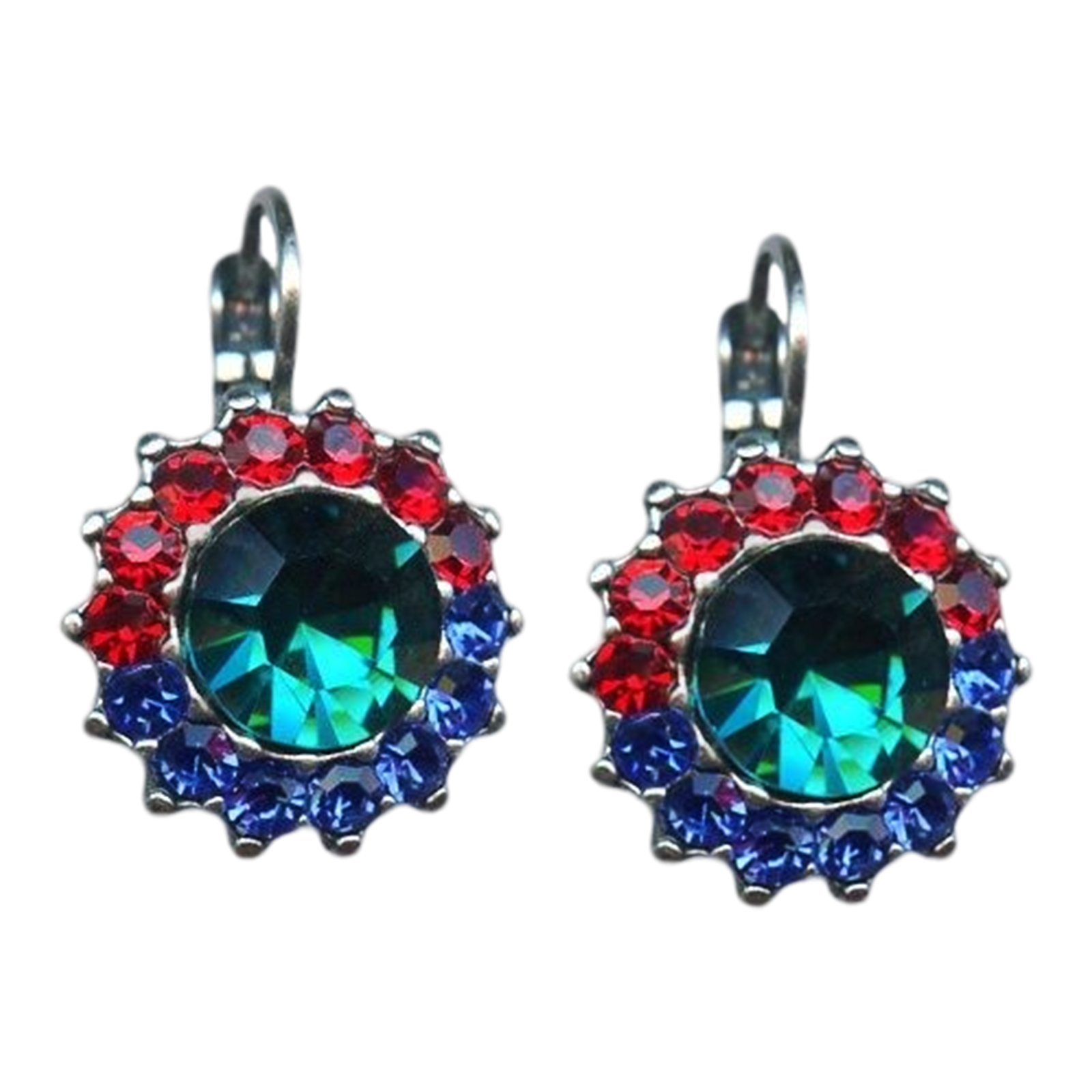E-1317-1037-SP6(1) Earrings By Mariana Woman Glamorous Sapphire, Ruby and Blue Zircon Swarovski Crystals - Image 1