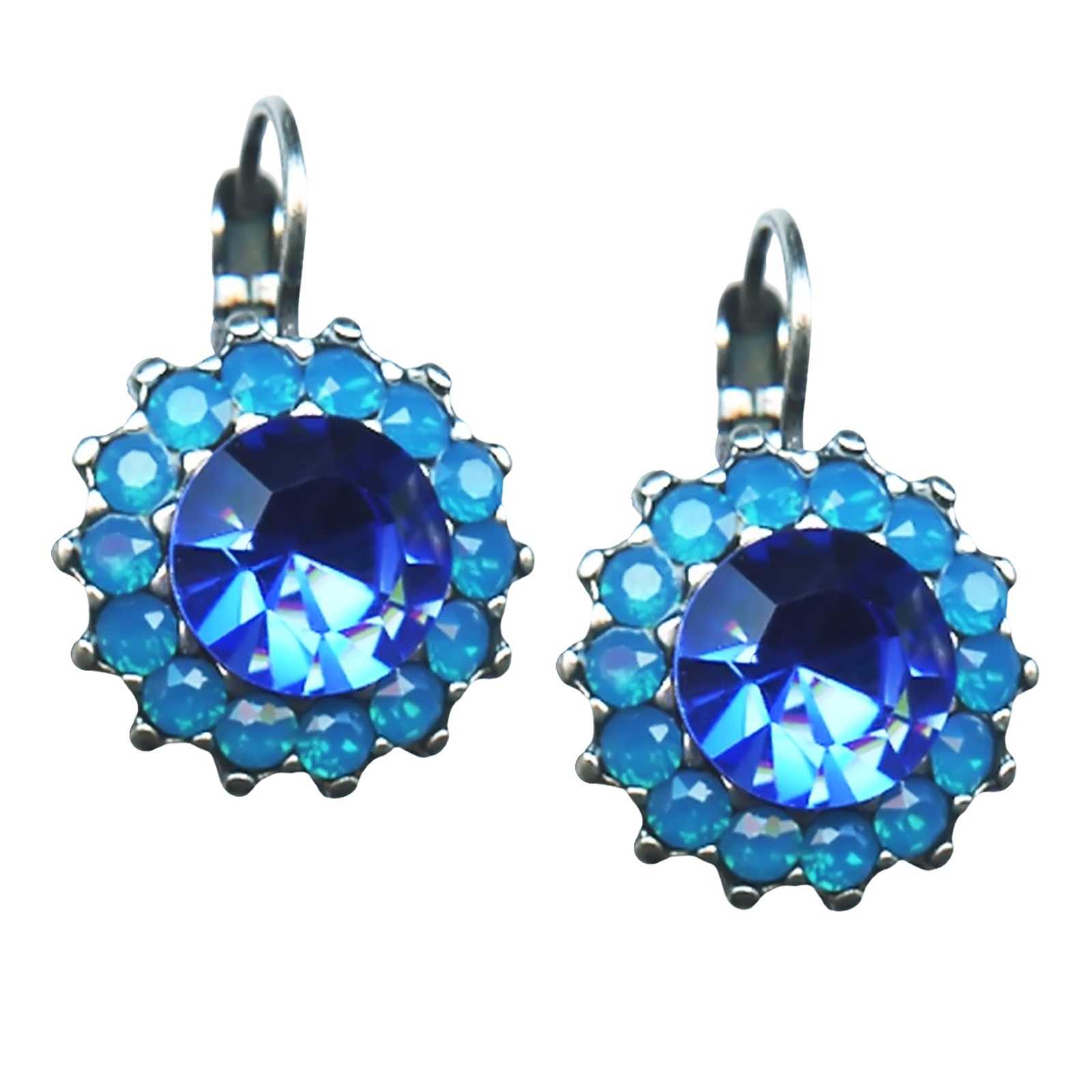 E-1317-1041-SP6(1) Mariana Earrings Classy Royal Blue & Caribbean Blue Opal Austrian Crystals Zhang Silk Road Coll. - Image 1