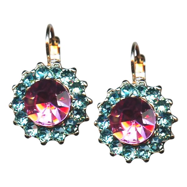 Earrings By Mariana Woman Lovely Light Rose and Aquamarine Swarovski Crystals