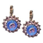 Mariana Earrings Floral Blue Opal & Lt Rose Austrian Crystals Kiss From A Rose Songbook Coll. - Image 3