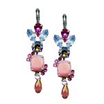 Mariana Earrings Chandelier Rose Quartz Mineral, Fuchsia, Lt Sapphire, Tanzanite, & Rose Peach Austrian Crystals Joy Nirvana Coll. - Image 3