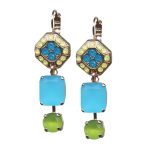 Mariana Earrings Sophisticated Yellow Opal, Caribbean Blue Opal, & Chrysolite Opal Austrian Crystals Kokomo Songbook Coll.
