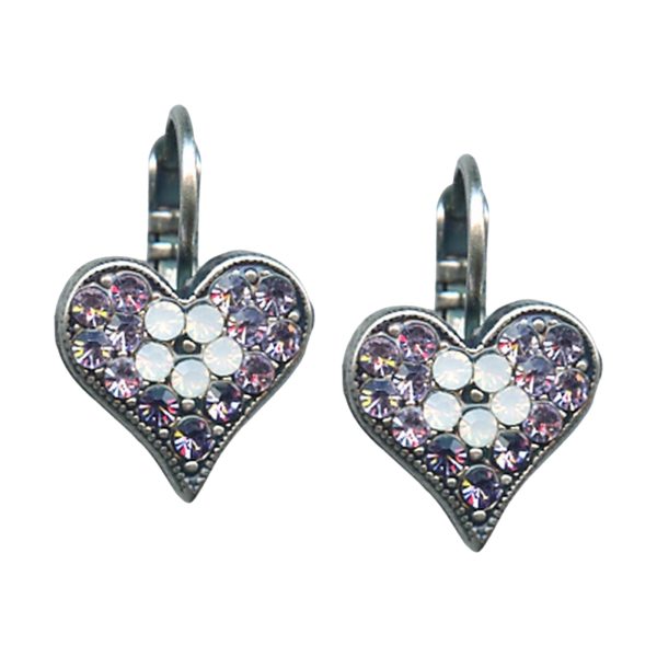 Earrings By Mariana Cocktail Hour Coll. Elegant White Opal and Amethyst Swarovski Crystals