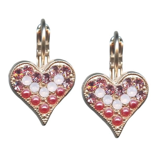 Mariana Earrings Heart Shaped Lt. Rose, White Opal & Pink Pearl Austrian Crystals Antigua Caribbean Life Coll.